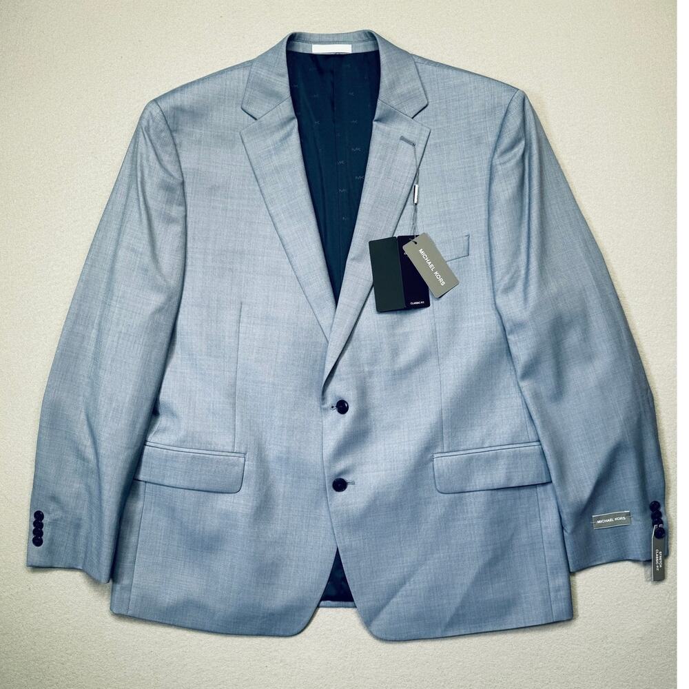 Michael Kors Men's Classic Fit Wool Blend Suit Separates Jacket LT Blue 46R $450